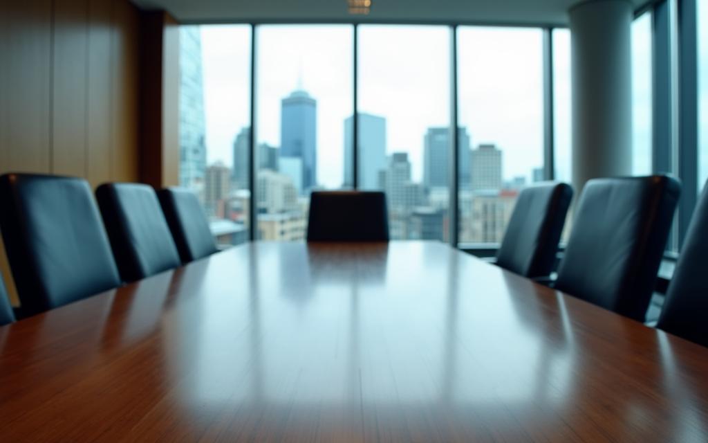 Sophisticated office meeting room in London with a view of the City