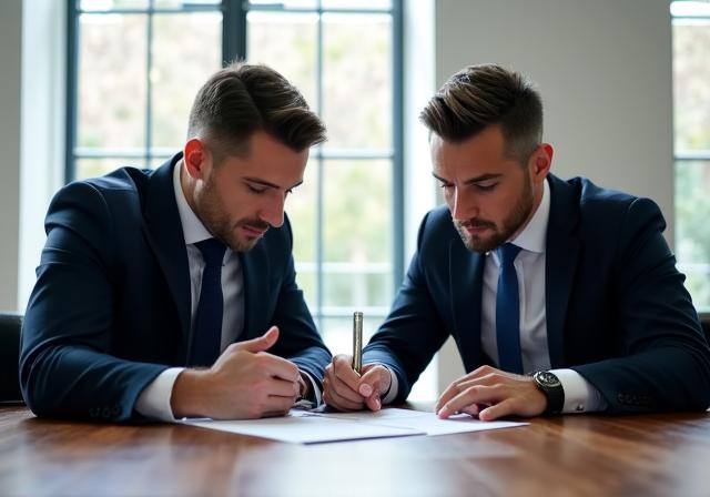 Professional contract negotiation in a modern London office