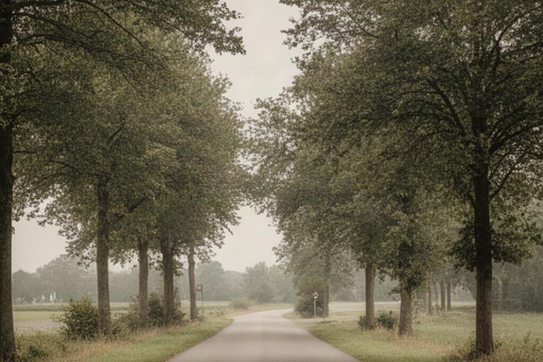 Rustige omgeving rond Zuiderveldweg in Putten, Gelderland met bomen en landelijke weg